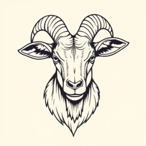 Linework Goat Tattoo
