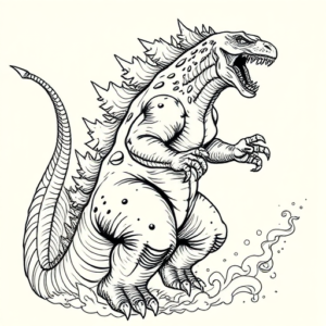 Linework Godzilla Tattoo