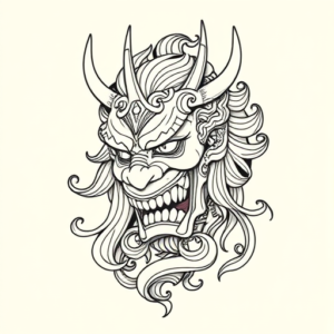 Linework Hannya Tattoo