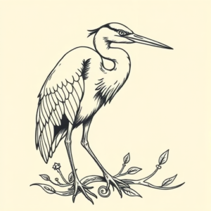 Linework Heron Tattoo