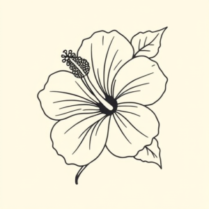 Linework Hibiscus Tattoo