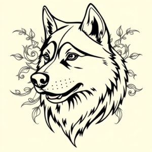 Linework Husky Tattoo