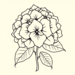 Linework Hydrangea Tattoo