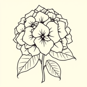 Linework Hydrangea Tattoo