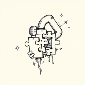 Linework Jigsaw Tattoo