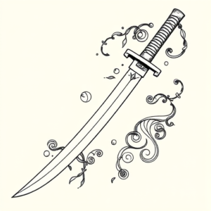 Linework Katana Tattoo