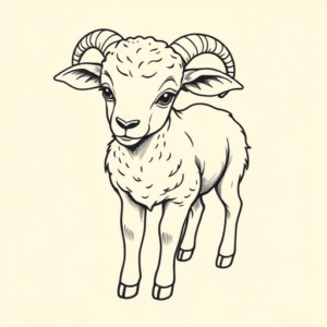 Linework Lamb Tattoo