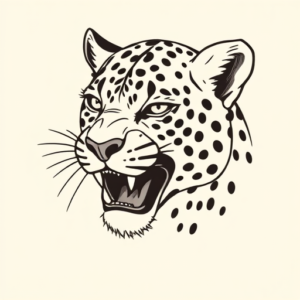 Linework Leopard Tattoo