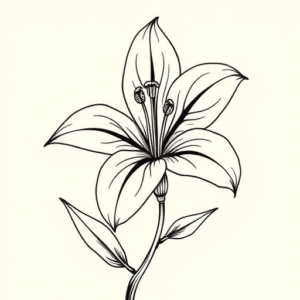 Linework Lily Tattoo