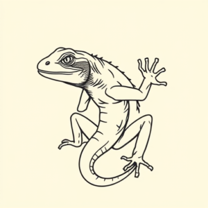 Linework Lizard Tattoo