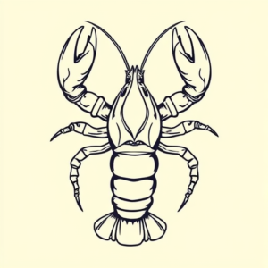 Linework Lobster Tattoo