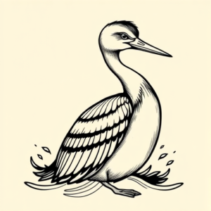 Linework Loon Tattoo