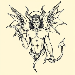 Linework Lucifer Tattoo