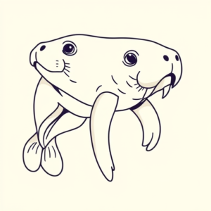 Linework Manatee Tattoo