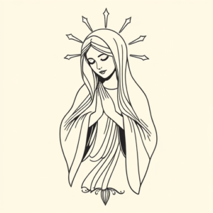 Linework Mary Tattoo