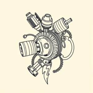 Linework Mechanic Tattoo