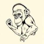 Linework Monkey Tattoo