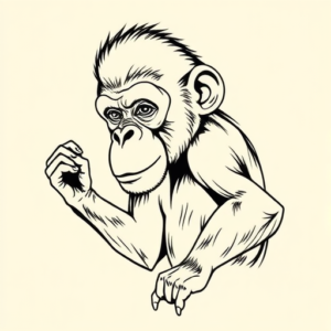Linework Monkey Tattoo