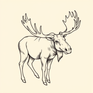 Linework Moose Tattoo