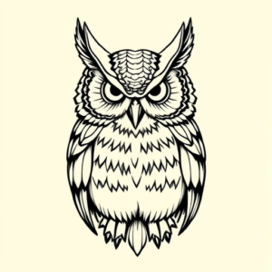 Linework Owl Tattoo