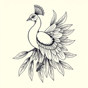 Linework Peacock Tattoo