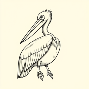 Linework Pelican Tattoo