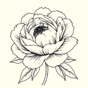 Linework Peony Tattoo