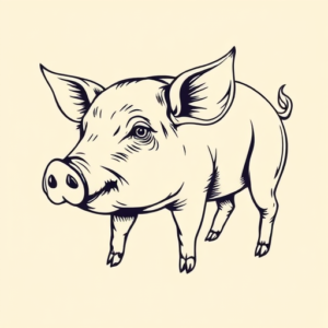 Linework Pig Tattoo