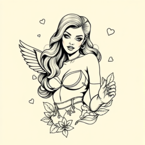 Linework Pinup Tattoo