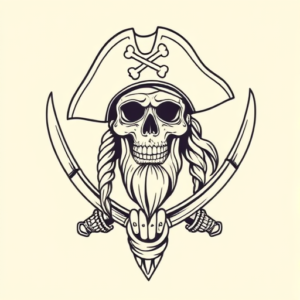 Linework Pirate Tattoo