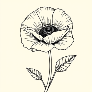 Linework Poppy Tattoo