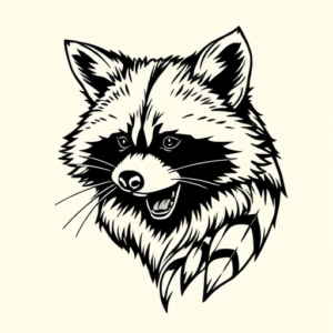 Linework Raccoon Tattoo