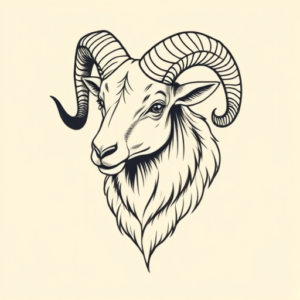 Linework Ram Tattoo