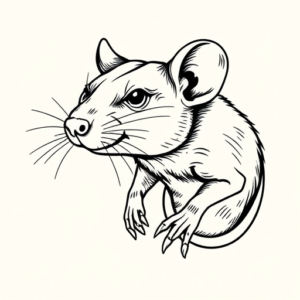 Linework Rat Tattoo