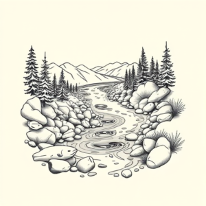 Linework River Tattoo