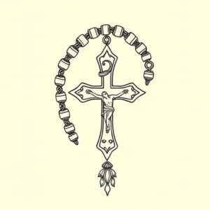 Linework Rosary Tattoo