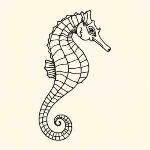 Linework Seahorse Tattoo