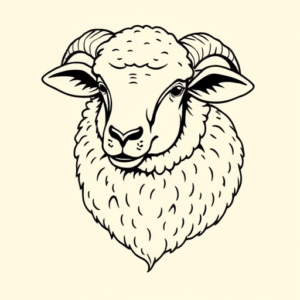 Linework Sheep Tattoo