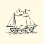 Linework Ship Tattoo