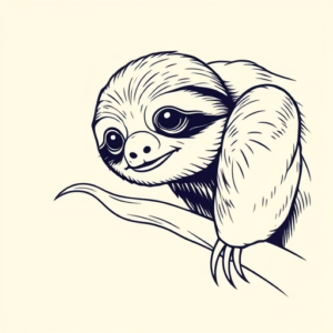 Linework Sloth Tattoo