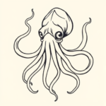 Linework Squid Tattoo