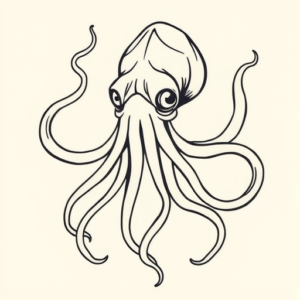 Linework Squid Tattoo
