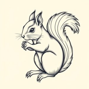 Linework Squirrel Tattoo