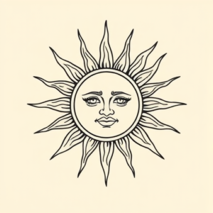 Linework Sun Tattoo