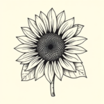 Linework Sunflower Tattoo