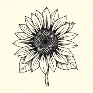 Linework Sunflower Tattoo