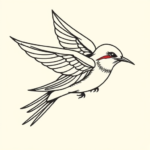 Linework Swallow Tattoo