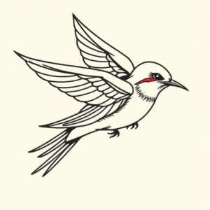 Linework Swallow Tattoo
