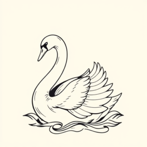 Linework Swan Tattoo