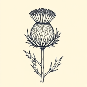 Linework Thistle Tattoo